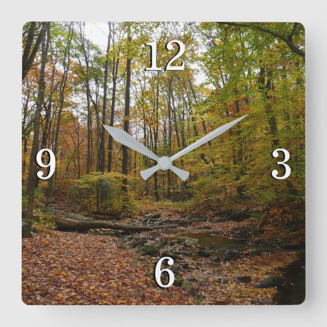 Fall Creek at Laurel Hill State Park Pennsylvania Square Wall Clock (Front)