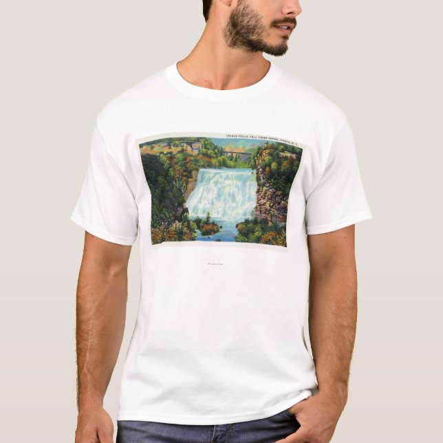 Fall Creek Gorge View, Ithaca Falls Scene T-Shirt (Front)