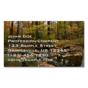 Fall Creek with Reflection at Laurel Hill Park Magnetic Business Card