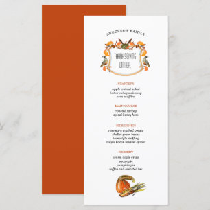 Fall Crest Thanksgiving dinner menu