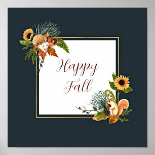 Fall critters and nature with customizable text poster