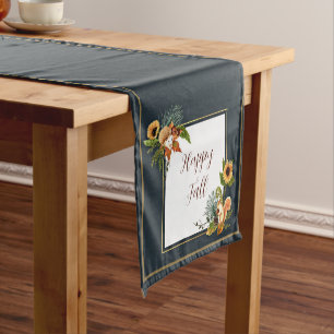 Fall critters and nature with customizable text s short table runner