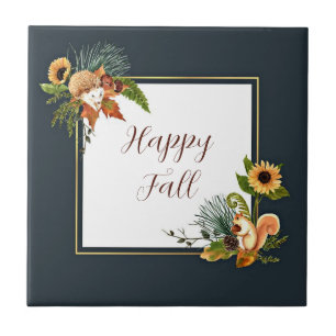 Fall critters and nature with customizable text tile