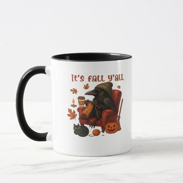 Fall Crow – It’s Fall Y’all Art Mug (Left)