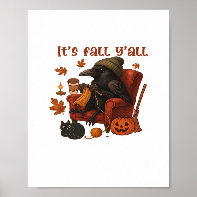 Fall Crow – It’s Fall Y’all Art Poster (Front)