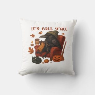 Fall Crow – It’s Fall Y’all Art Throw Pillow
