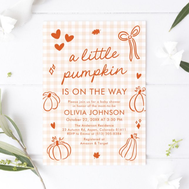Fall Cute Hand Drawn A Little Pumpkin Baby Shower Invitation (Creator Uploaded)