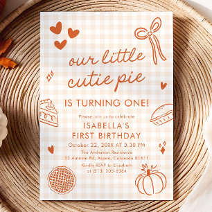 Fall Cute Hand Drawn Our Little Cutie Pie Birthday Invitation