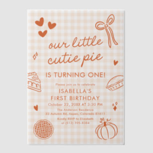 Fall Cute Hand Drawn Our Little Cutie Pie Birthday Vellum Invitations