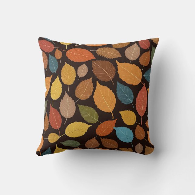 Fall Cute Yellow Brown Watercolor Foliage Autumn Throw Pillow (Back)