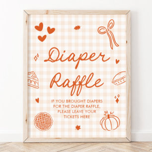 Fall Cutie Pie Baby Shower Diaper Raffle Game Poster