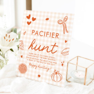 Fall Cutie Pie Pacifier Hunt Baby Shower Game Pedestal Sign