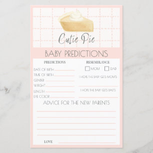 Fall Cutie Pie Pink Baby Shower Prediction Game