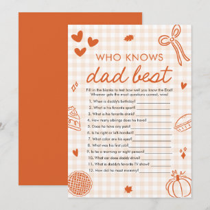 Fall Cutie Pie Who Knows Dad Best Baby Shower Game Invitation