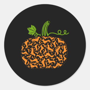 Fall Dachshund Doxin Pumpkin Fun Halloween Dog Lov Classic Round Sticker