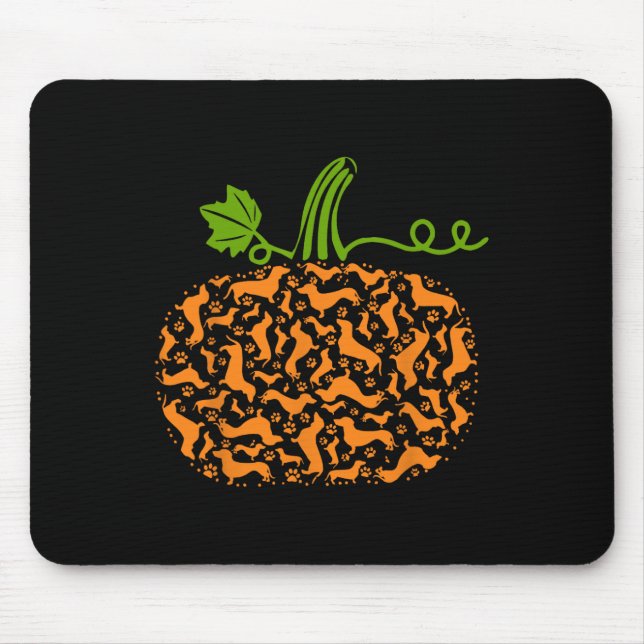 Fall Dachshund Doxin Pumpkin Fun Halloween Dog Lov Mouse Pad (Front)