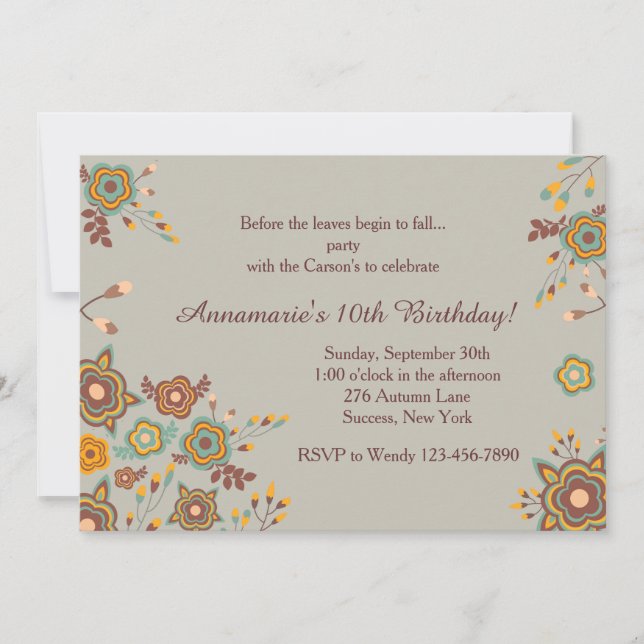 Fall Dainties Floral Invitation (Front)