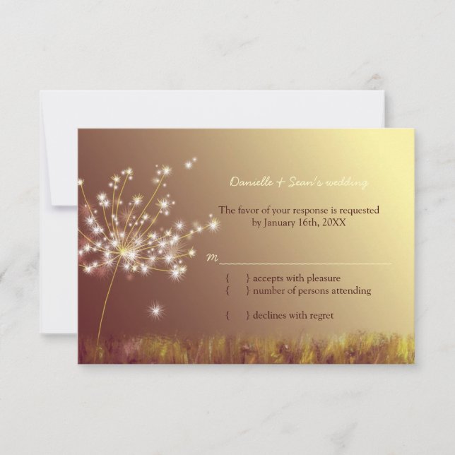 Fall Dandelion Field Wedding RSVP Card (Front)