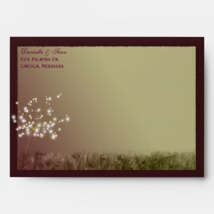 Fall Dandelion Merlot Wedding Pre Addressed Envelopes
