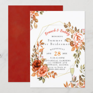 Fall Dark Red Floral Bridesmaids Luncheon Invitation