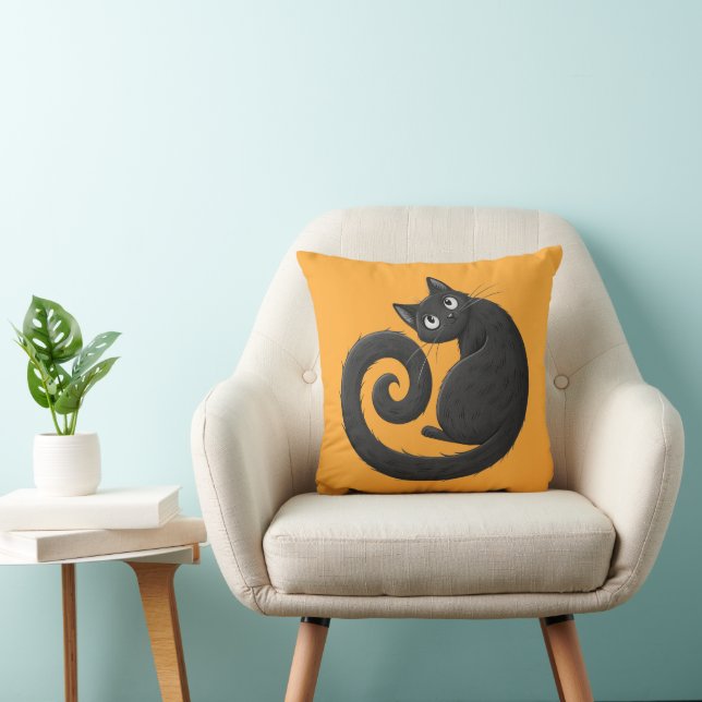 Fall decorative pillow black cat (Chair)