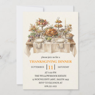 Fall dinner party thanksgiving holiday  invitation