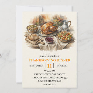 Fall dinner party thanksgiving holiday  invitation
