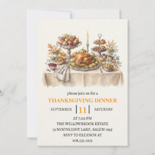 Fall dinner party thanksgiving holiday  invitation