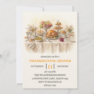 fall dinner party thanksgiving holiday  invitation
