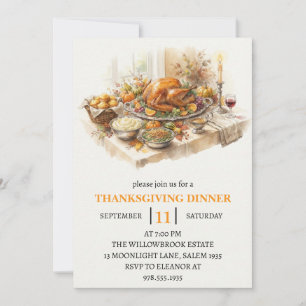fall dinner party thanksgiving holiday  invitation