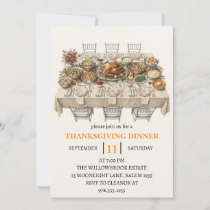 Fall dinner party thanksgiving holiday invitation