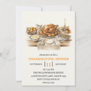 Fall dinner party thanksgiving holiday  invitation