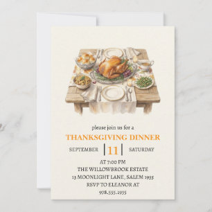 Fall dinner party thanksgiving holiday  invitation