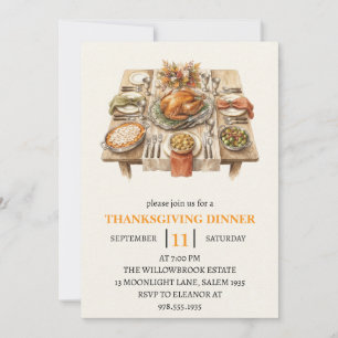 Fall dinner party thanksgiving holiday invitation