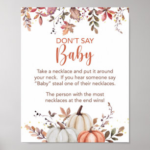 Fall Don't Say Baby Necklace Shower Game Sign