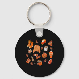 Fall Doodles Pumpkin Spice Weather Vintage Women Keychain