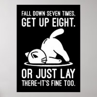Fall Down Seven Times - Cute Funny Cat Motivation