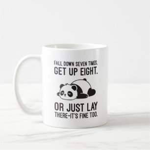 Fall Down Seven Times, Get Up Eight - Lazy Panda Coffee Mug
