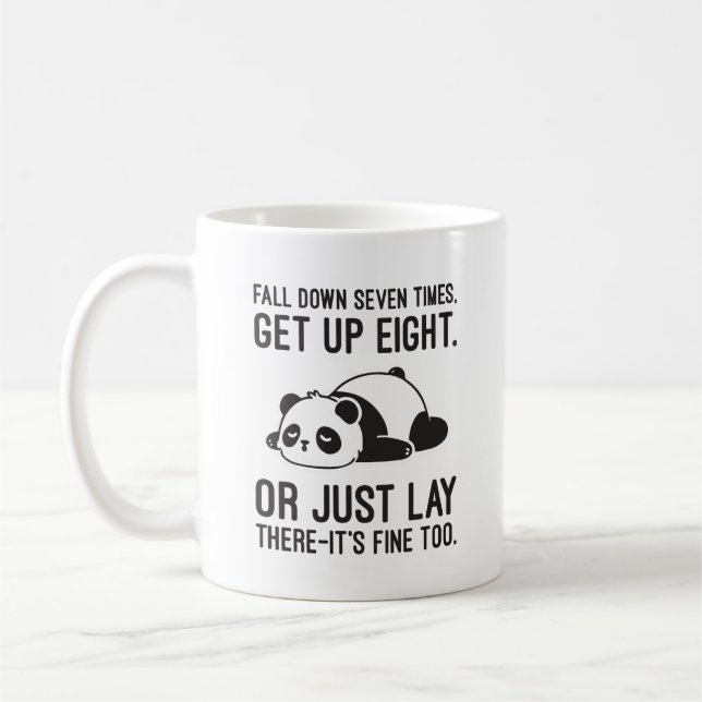Fall Down Seven Times, Get Up Eight - Lazy Panda Coffee Mug (Left)