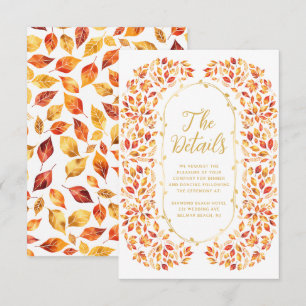 Fall Earth Tones Rustic Leaves Wedding Details Enclosure Card