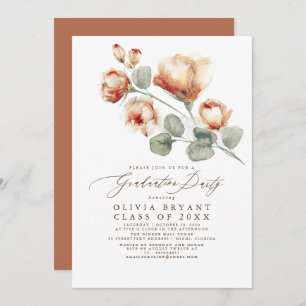 Fall Elegant Boho Floral Graduation Party Invitation
