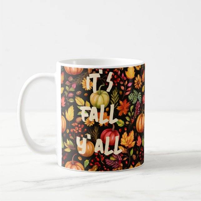 Fall elements pattern custom coffee mug (Left)