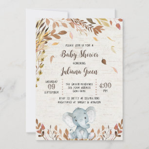 Fall Elephant Baby Shower Invitation