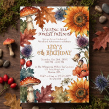 Fall Enchanted Forest Mushroom Sunflower Birthday