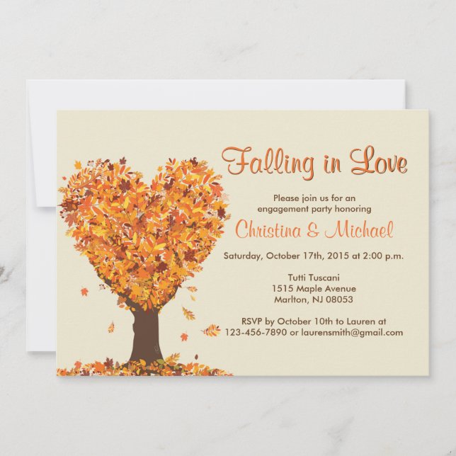 Fall Engagement Party Invitations -Falling in Love (Front)