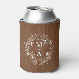 Fall Engagement Wedding Party Initials Date Wood Can Cooler