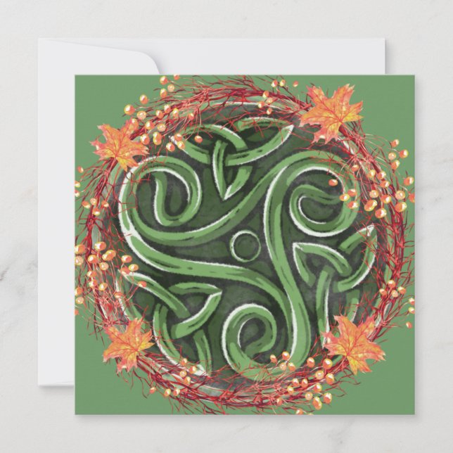 Fall Equinox Mabon Celtic Triskelion Harvest Holiday Card (Front)