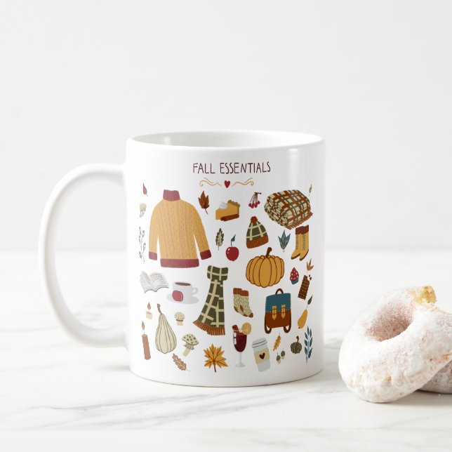 Fall Essentials Digital Drawing Coffee Mug (With Donut)