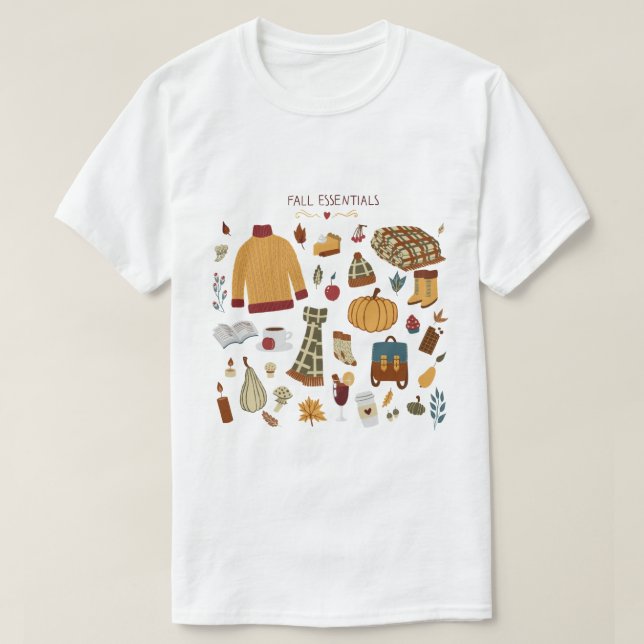 Fall Essentials Digital Drawing T-Shirt (Design Front)