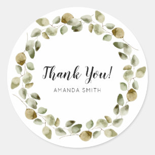 Fall Eucalyptus Wreath Thank You  Classic Round Sticker
